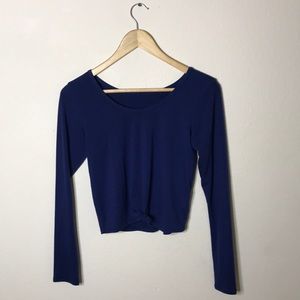 Royal blue long sleeve crop tee